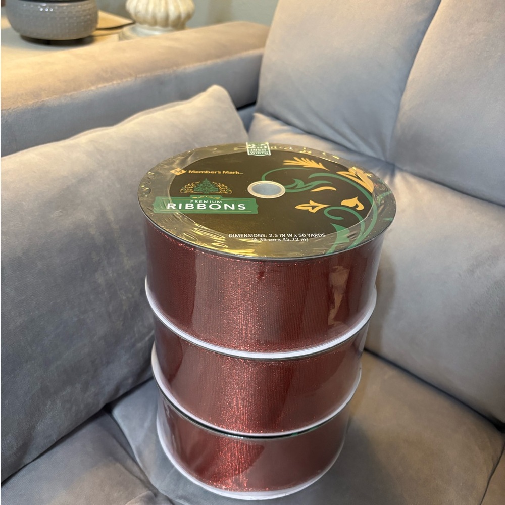 Members Mark Holiday Decor Ribbon - Shimmer Red.